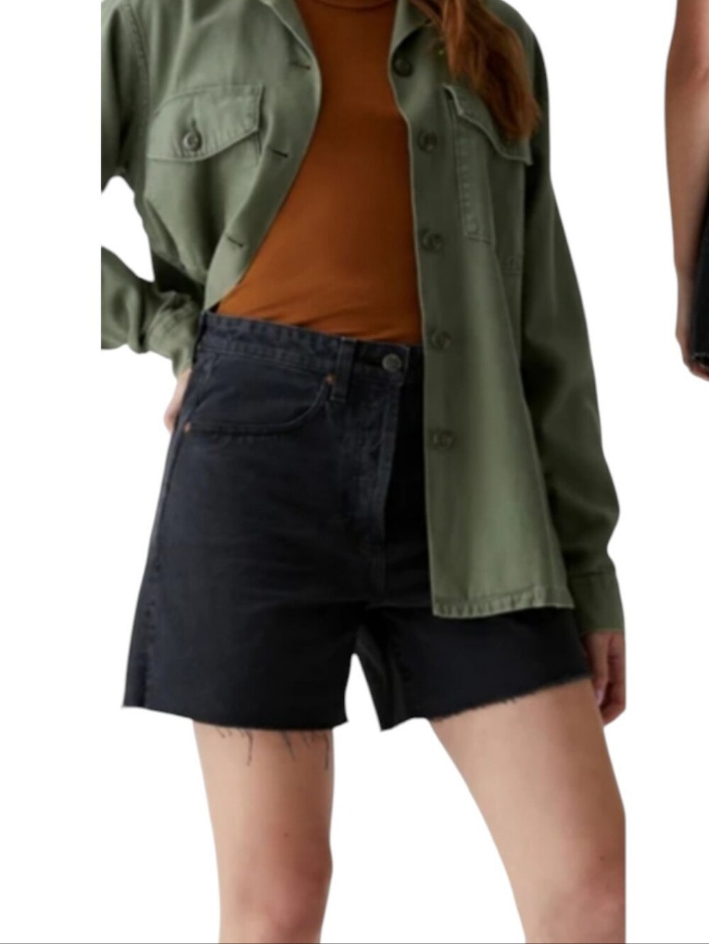 AG Adriano Goldschmied Clove Short High Rise Baggy Fit In Black Size 30 $168